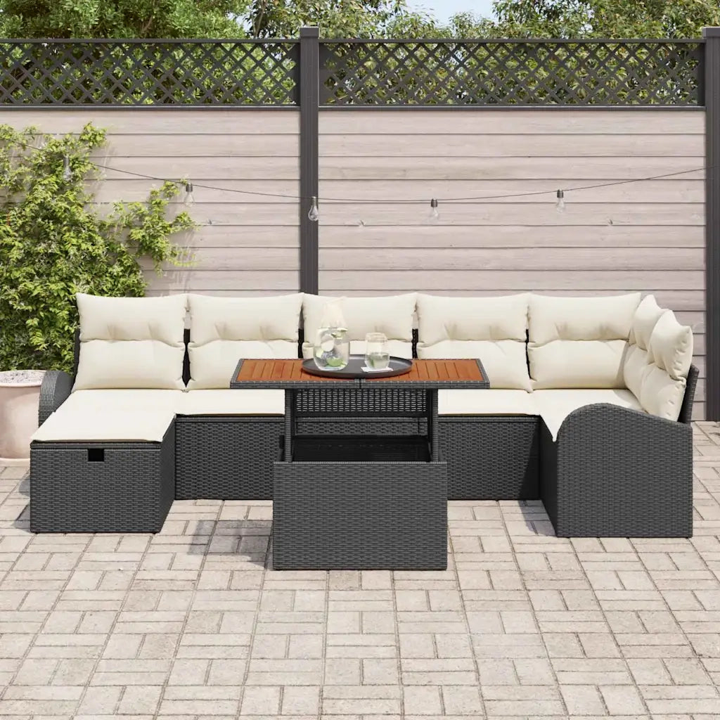 Set Divano da Giardino 8 pcs Nero polyrattan 3361306