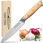 Coltello da cucina 13 cm - Manico ergonomico in acacia - Coltello affilato per carne/verdura - Acciaio tedesco - Coltello da cucina professionale - Coltello da forno