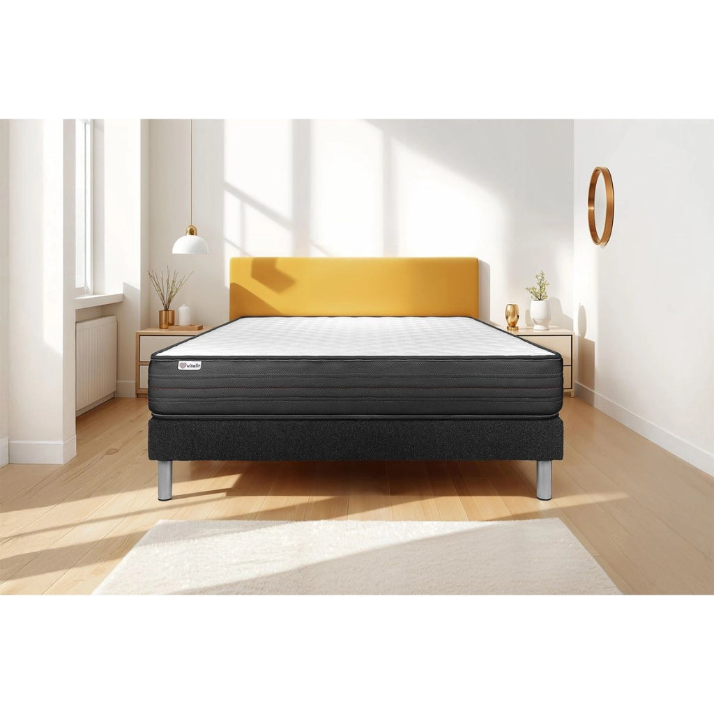 Letto con materasso VITALPOWER 150 x 200 cm Rete Kit Nero