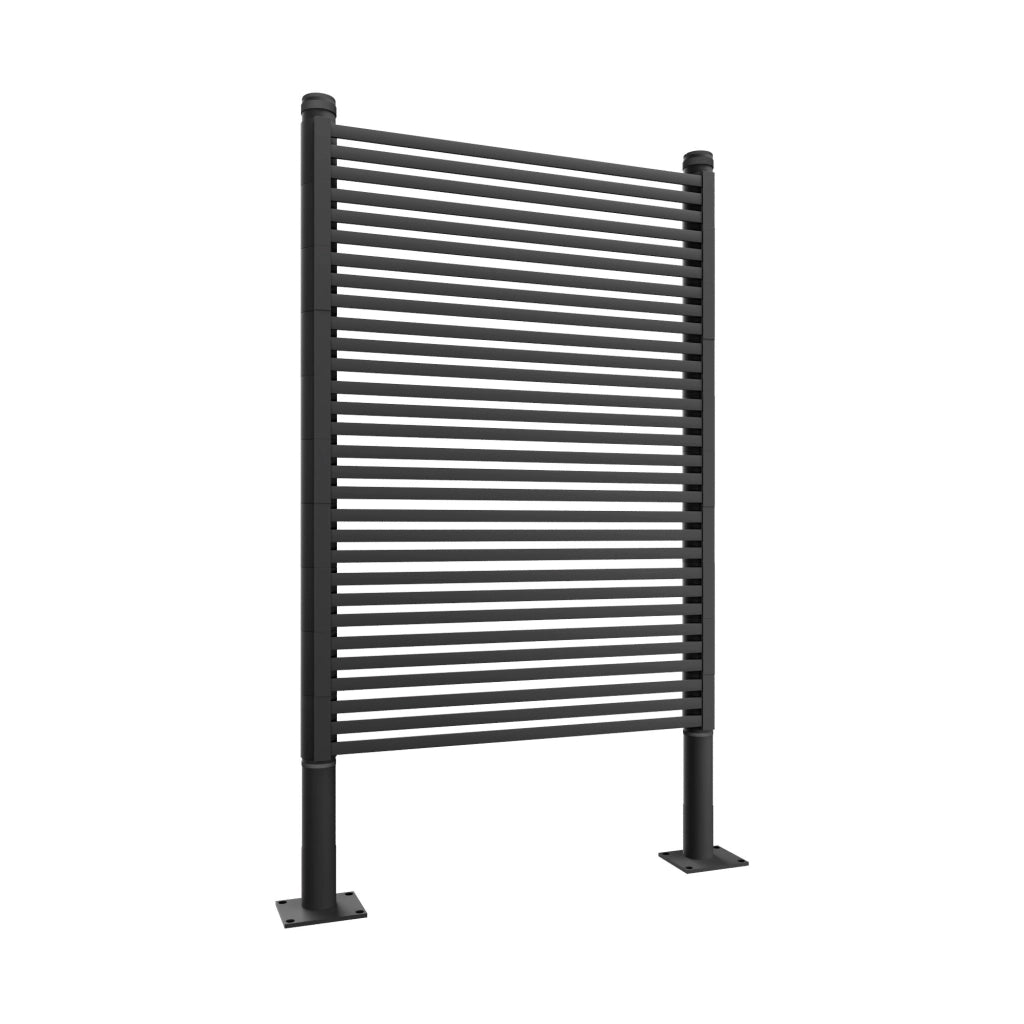 Linea - Pannello Frangivista Separè da Esterno 90,5x180 cm in Metallo e Resina Nero