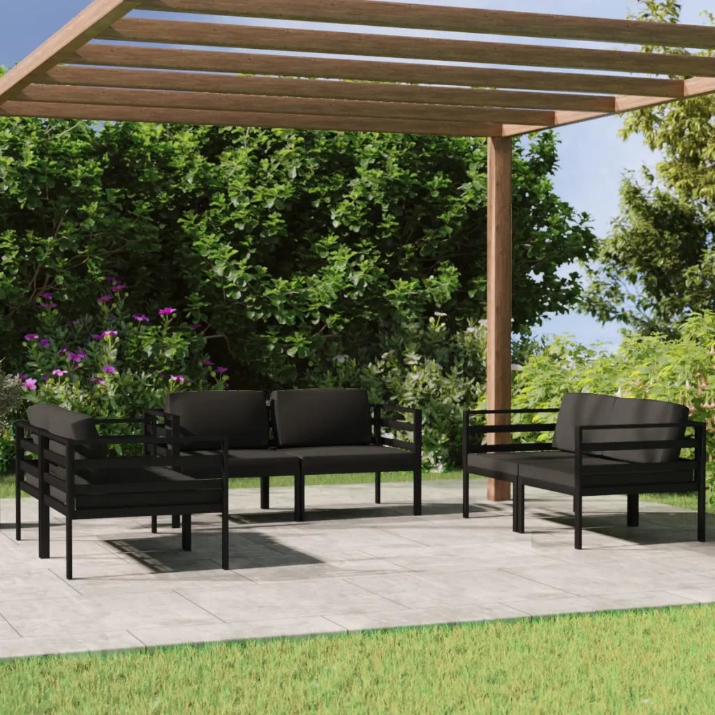 Set Divani da Giardino 6 pz con Cuscini in Alluminio Antracite 3107800