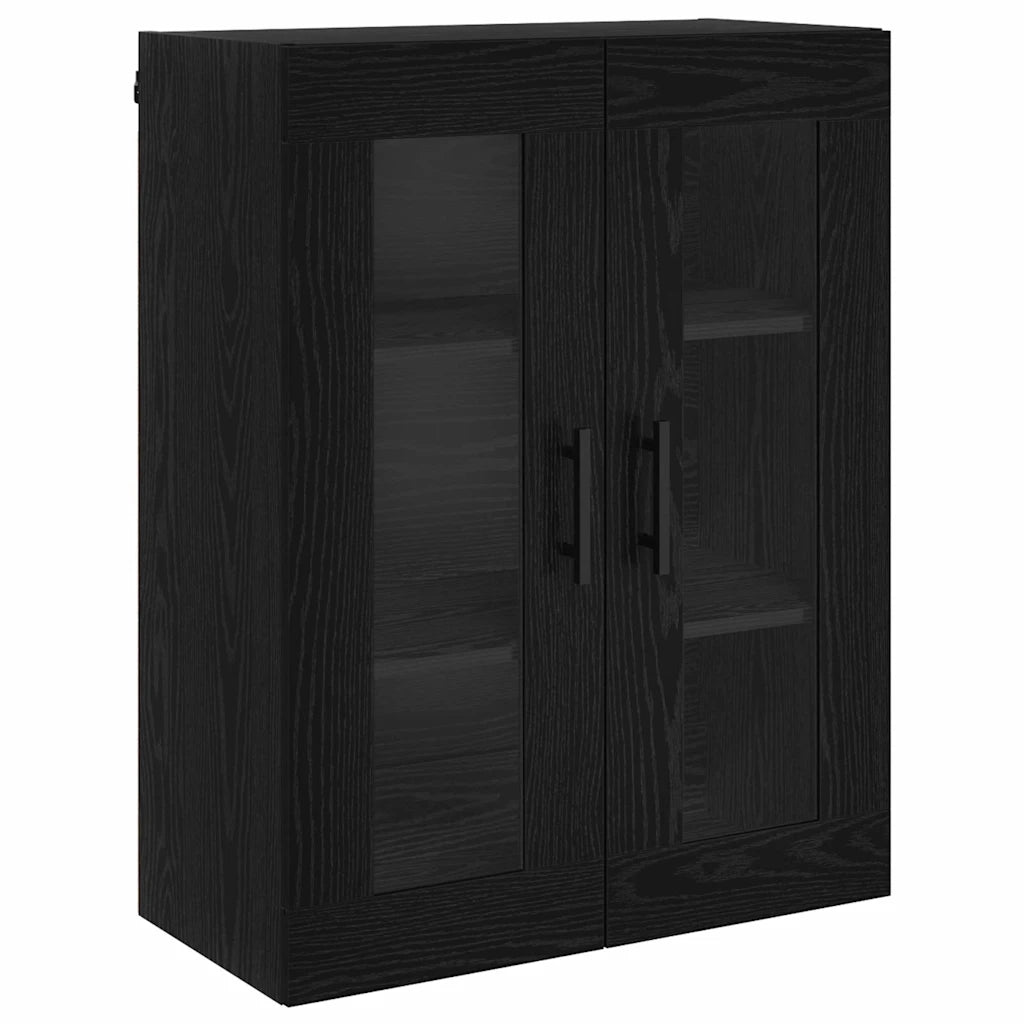 Credenza 2 pcs Rovere Nero Legno Stratificato e Vetro 3416089