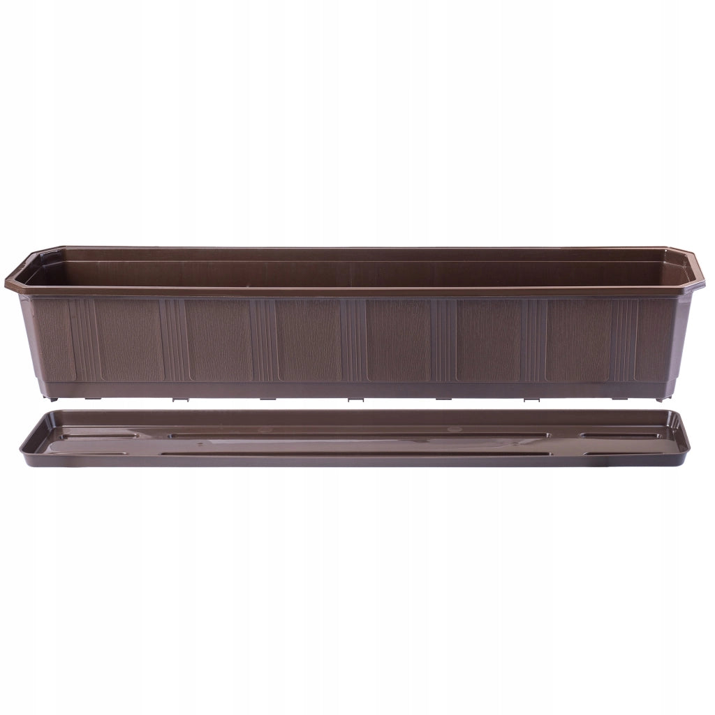 Vaso da fiori per balcone KADAX da 80 cm con supporto e balaustra.