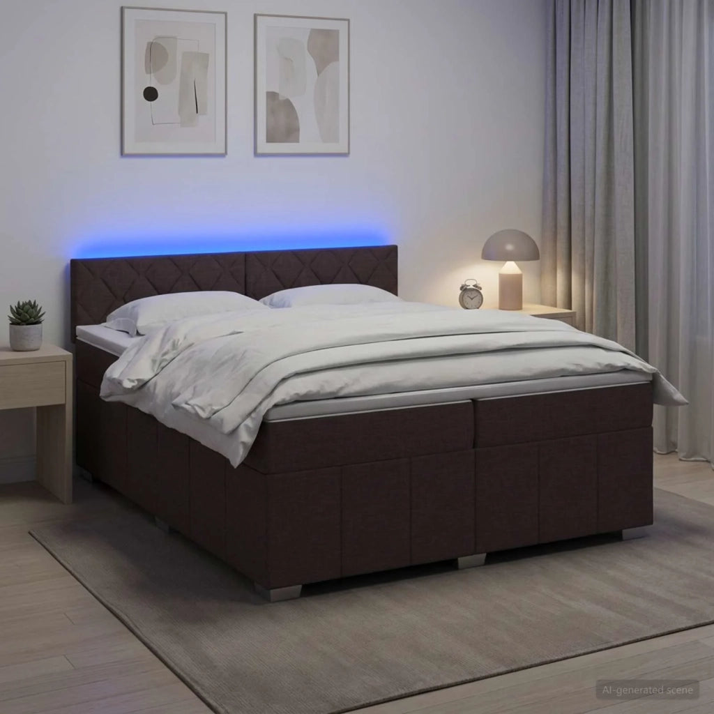 Letto box spring con materasso Marrone Scuro 200 x 200 cm 3452764