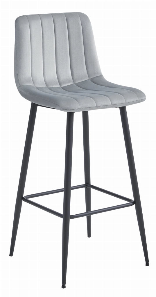 Sgabello da bar VALORA POZZA - Velluto grigio argento con gambe nere x 2