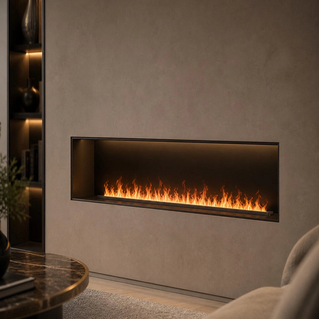 Bruciatore per Camino Elettrico a Vapore Acqueo da Incasso con Fiamme 3D 100x22,7x17,8 cm Capacità 6 lt 505W APP