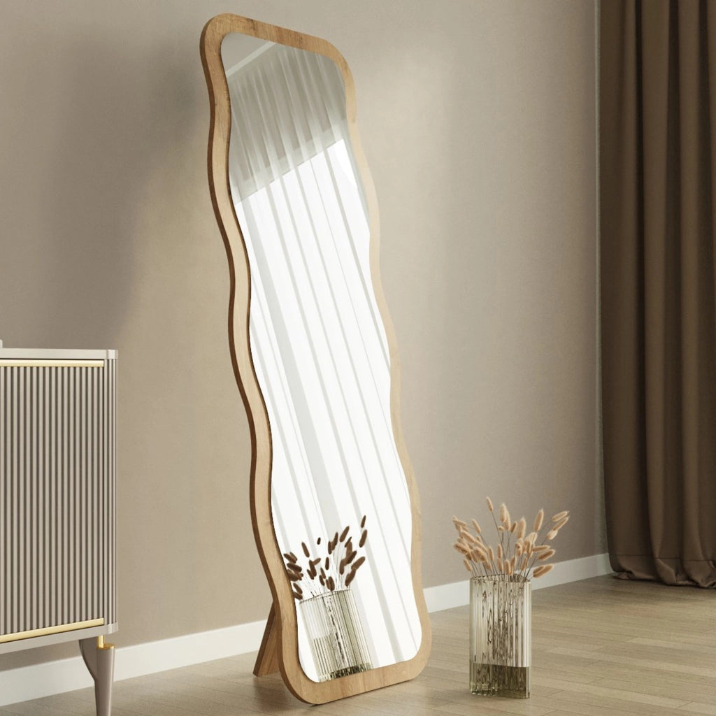 Bissone, Specchio Forma Rettangolare, 50x160h cm Marrone Rovere