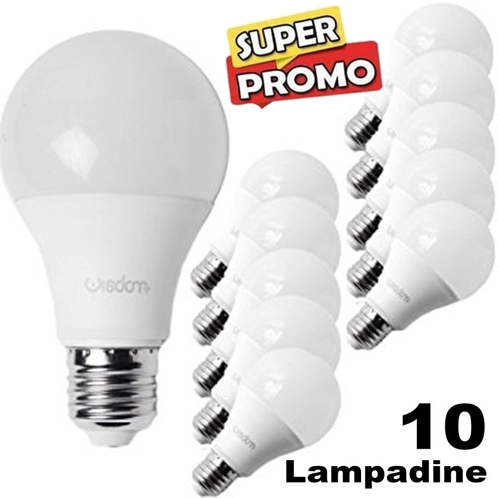 Trade Shop - Kit Da 10 Lampadine Led E27 Da 12w Luce Bianco Freddo Caldo Classe A - -bianco Freddo      -