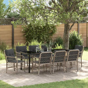 Set da Pranzo per Giardino 9 pcs Grigio chiaro polyrattan 3380245