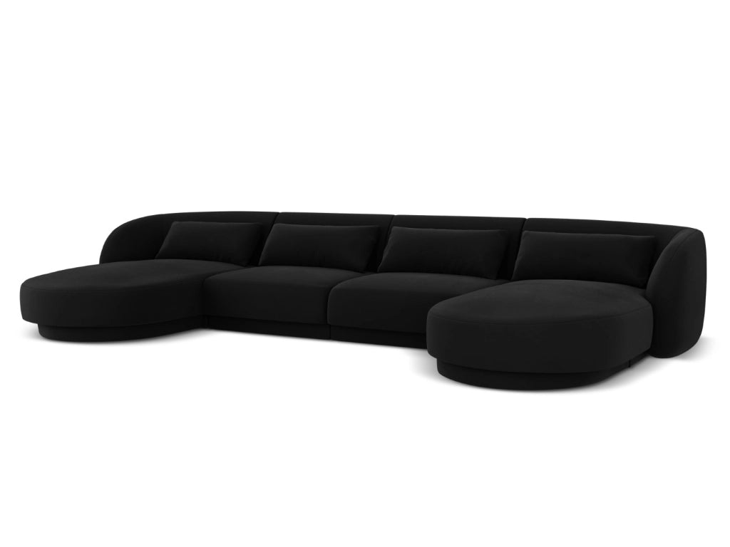 Cosmopolitan Design - Divano panoramico "Tulum" 5 posti in velluto nero 