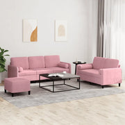 Set di Divani 3 pz con Cuscini Rosa in Velluto 3202047