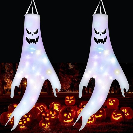 Decorazione di Halloween - Windsok a 120 cm appeso con 3 modi di illuminazione e 20 led per giardino terrazza veranda carnevale festa