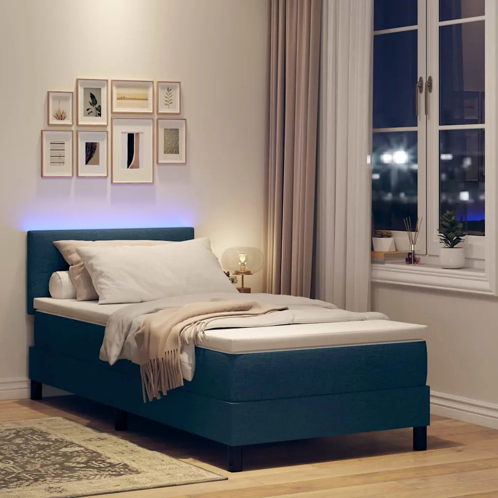 Letto a molle con materasso con led Blu 100 x 200 cm Tessuto 3342190