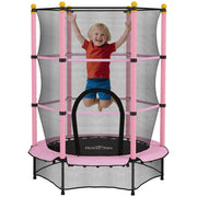 Tappeto Elastico per Bambini con Rete di Sicurezza ¨C Minimal ¨C Rosa, ?140x190 cm
