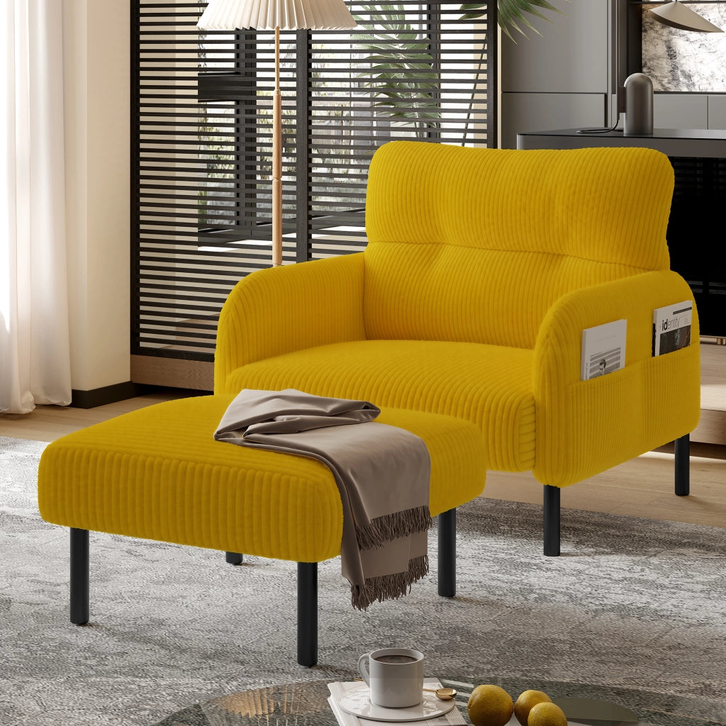 Poltrona in Velluto con Braccioli e Tasche Laterali ¨C MINIMAL ¨C Grigio