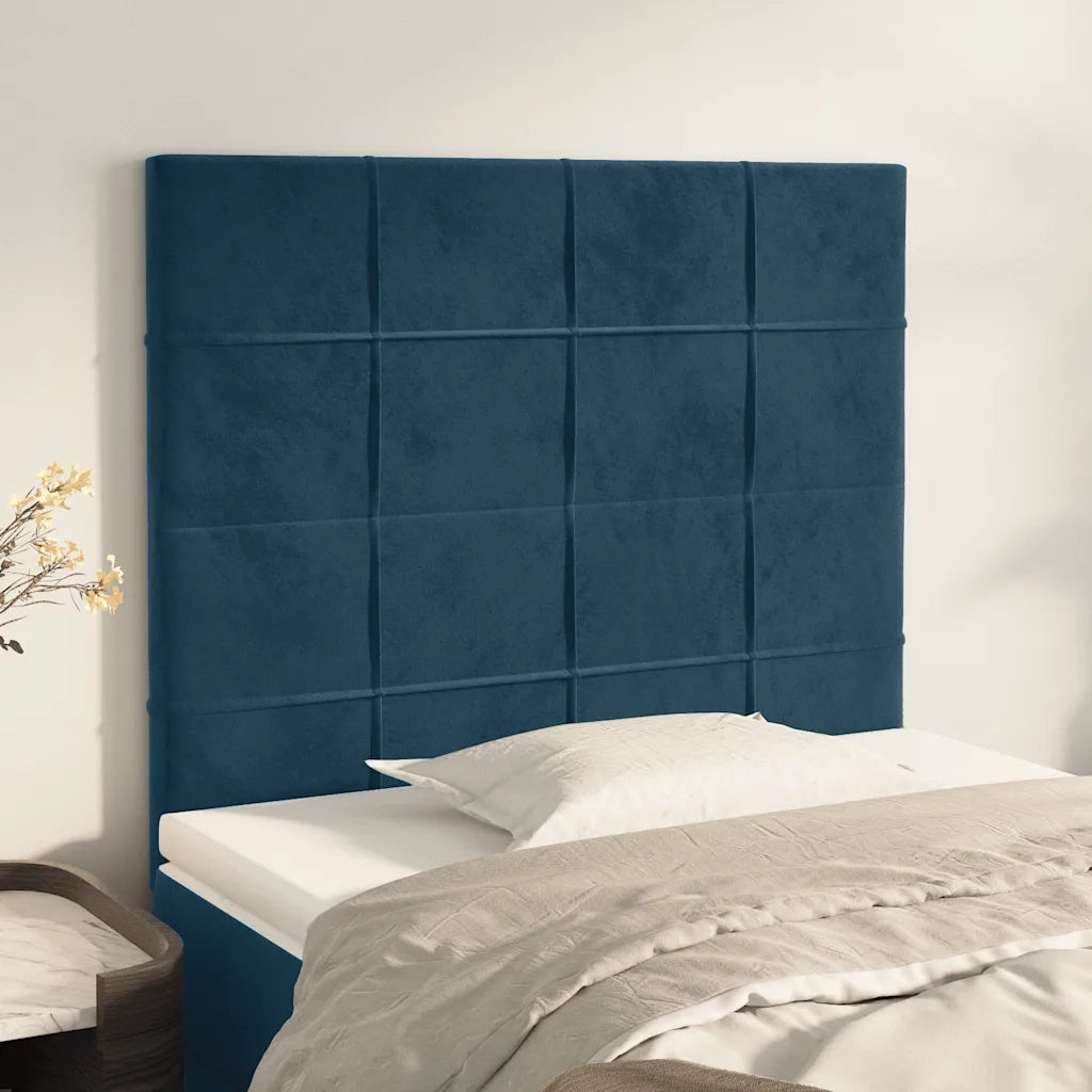 Testiera | Testata Blu Scuro 90x5x118/128 cm Velluto