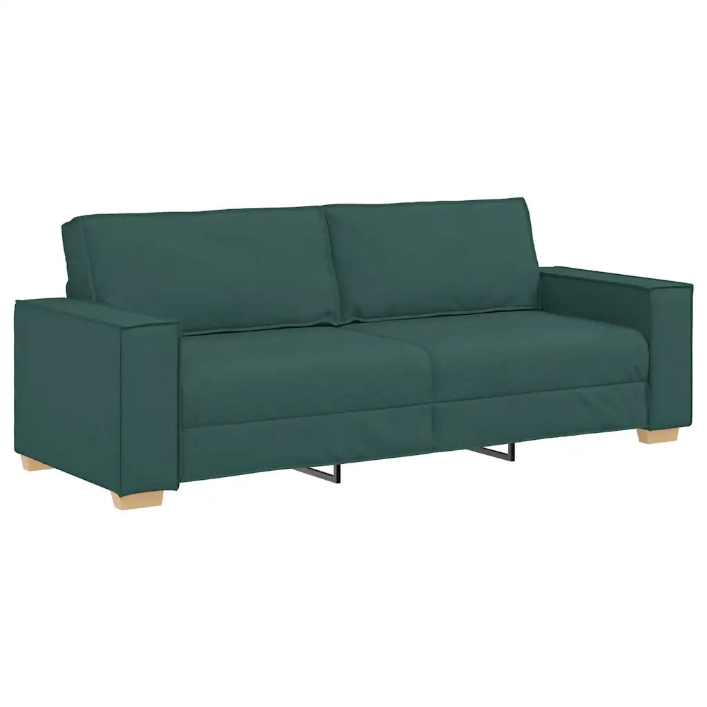 Divano 3 pcs Verde Scuro 220 x 80 x 84 cm Tessuto misto lino 3324614