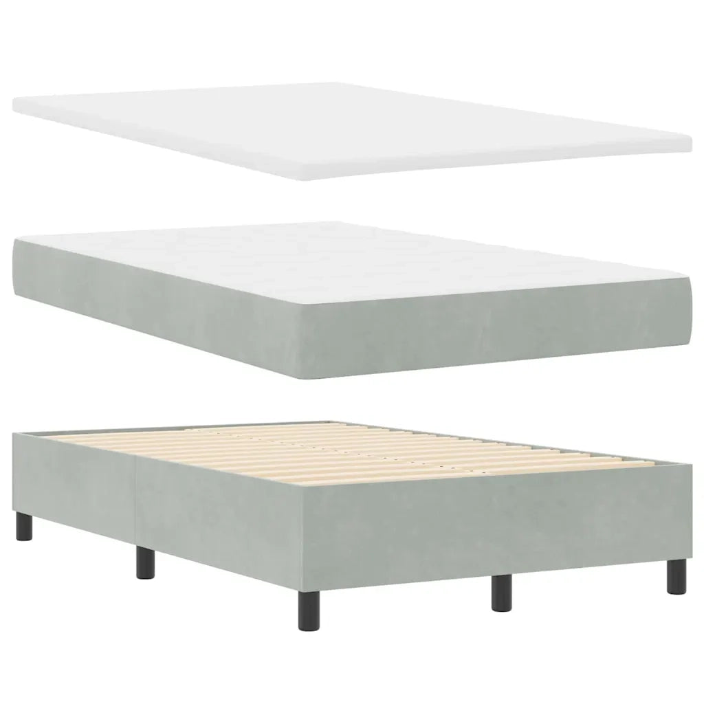 Letto a Sorgente LED Grigio chiaro 120 x 200 cm Tessuto