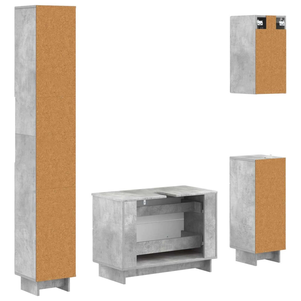 Set di Mobili da Bagno da 4 Pezzi EDE Grigio Cemento 3417903