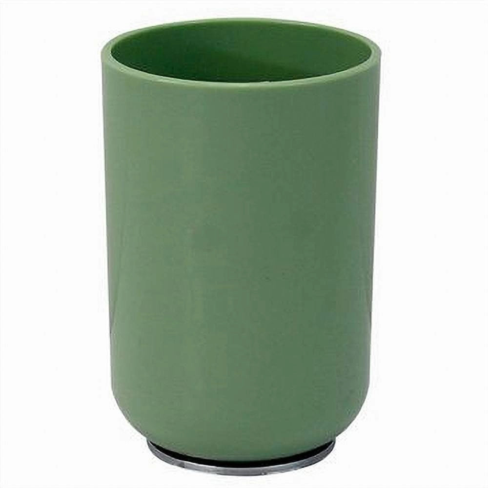 Trade Shop - Bicchiere Porta Spazzolini Dentifricio Verde Silver Accessori Arredo Bagno 79876 -