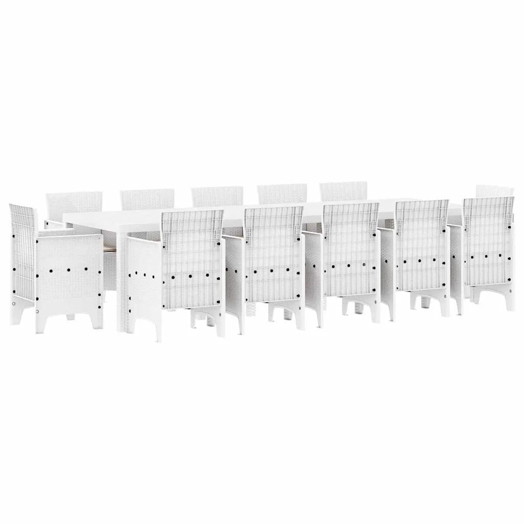 Set da Pranzo per Giardino 13 pcs Bianco e Grigio chiaro