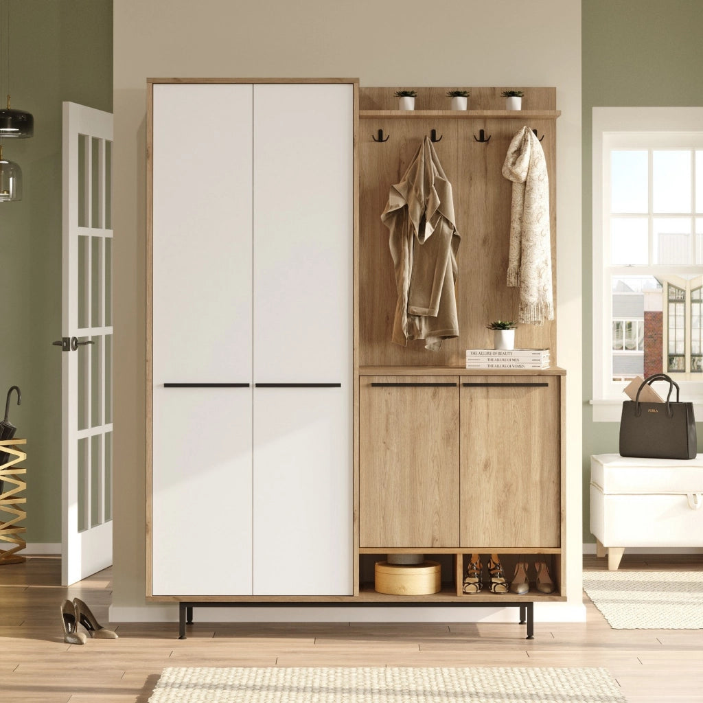 Tignale, Mobile da Ingresso Appendiabiti, 147x36x196h cm Beige