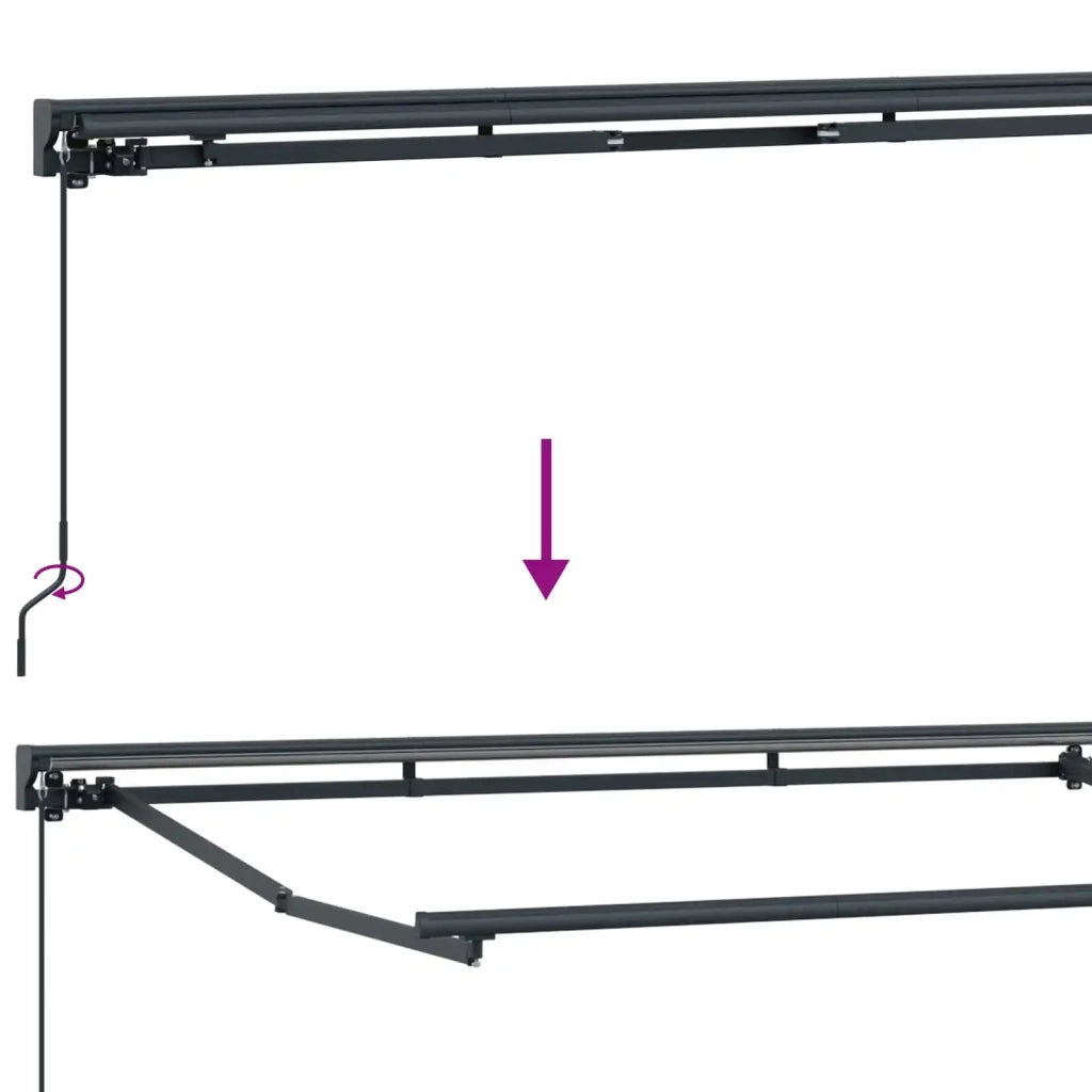 Cornice per Tenda Manuale con LED Antracite 4 × 3 m Alluminio 42024812