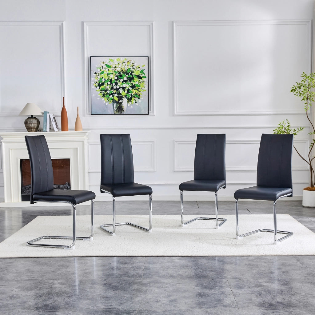 Sedia da Pranzo Moderna ¨C MINIMAL ¨C Nero, Ecopelle e Struttura in Metallo