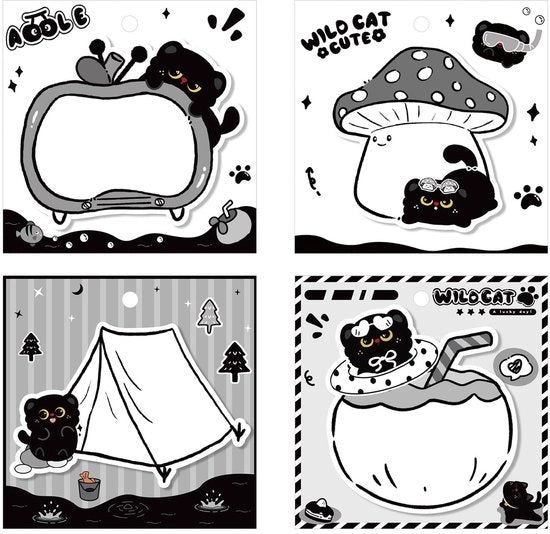 Blocco note 240 pagine - Autoadesivo - Disegno gatto - Portatile - Materiali scolastici/uffici - Multifunzionale - Note adesive