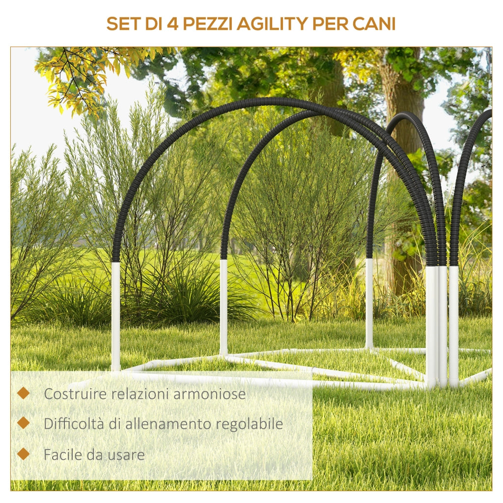 Set Agility per Cani 4 Pezzi ¨C Xylo ¨C con Picchetti e Borsa, 89x69x99 cm, Bianco e Nero