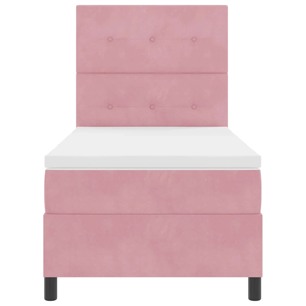Letto a Sorgente LED con materasso Rosa 100 x 200 cm Velluto 3343297