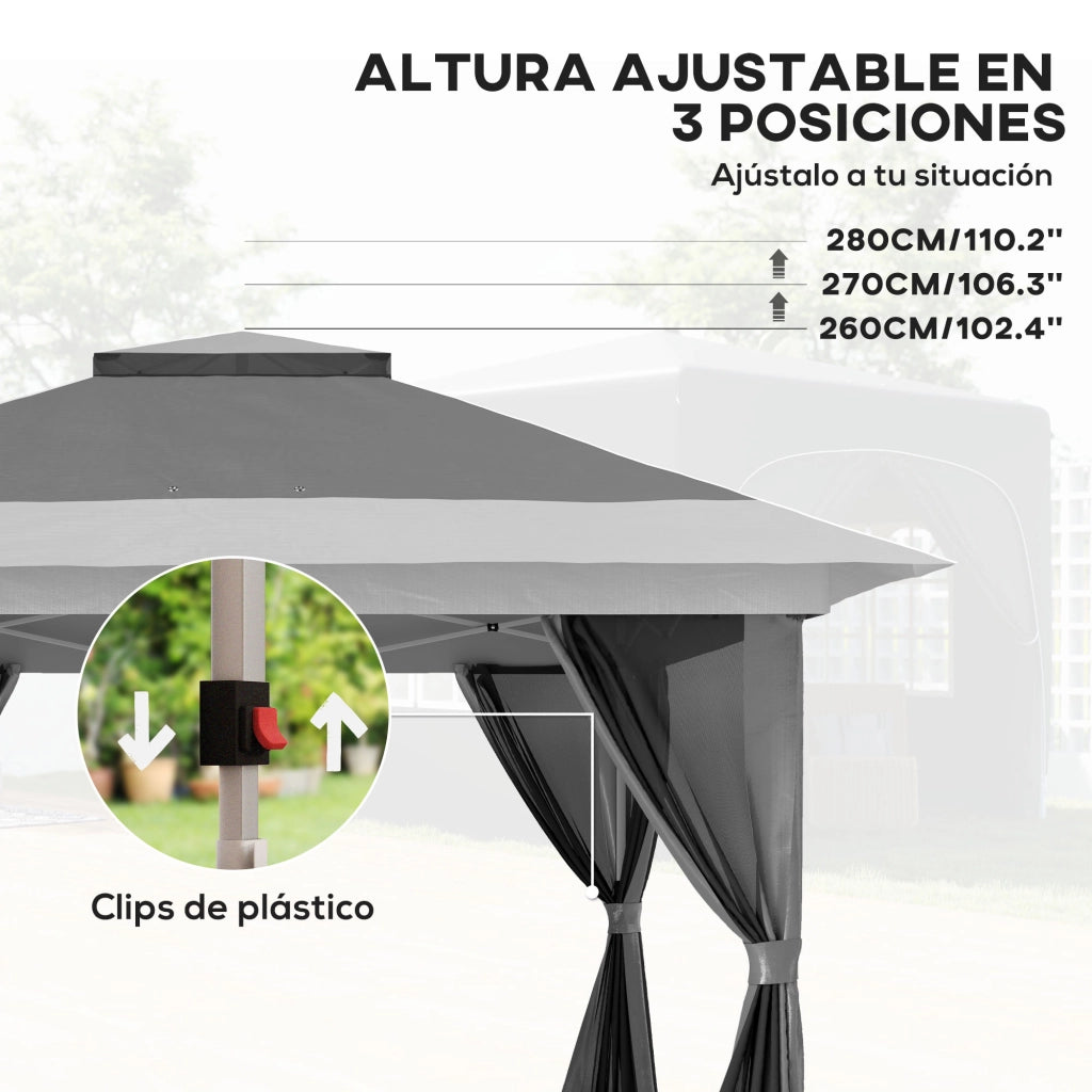 Gazebo Pieghevole ¨C Minimal ¨C Grigio 3.6x3.6 m