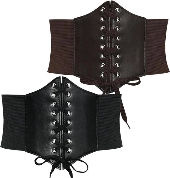 Corset per donna con cintura larga per cosplay e feste tematiche, Nero