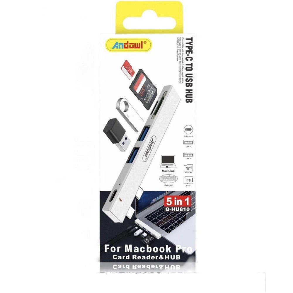Trade Shop - Hub Usb Q-hu810 5in1 Da Tipo C A Hub Usb Per Macbook Pro Con Connessione Tipo C -