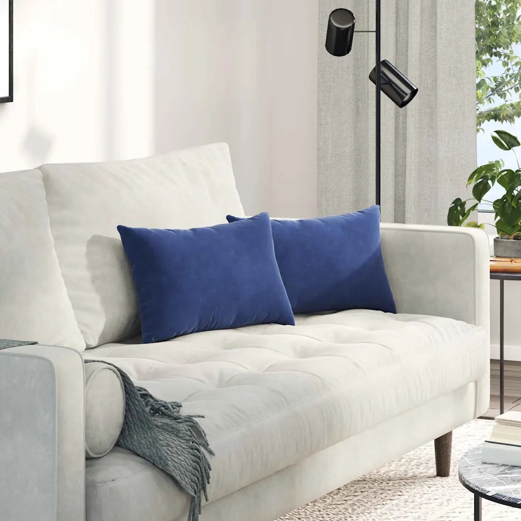 Cuscini da Divano 2 pz-Set di 2 Cuscini per Sofa Blu Polizia 50 x 30 cm Tessuto in Cords