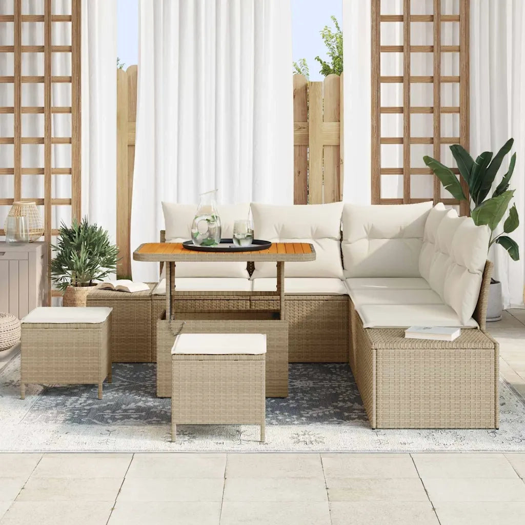 Set Divano da Giardino con cuscino 8 pcs Beige polyrattan 3362786