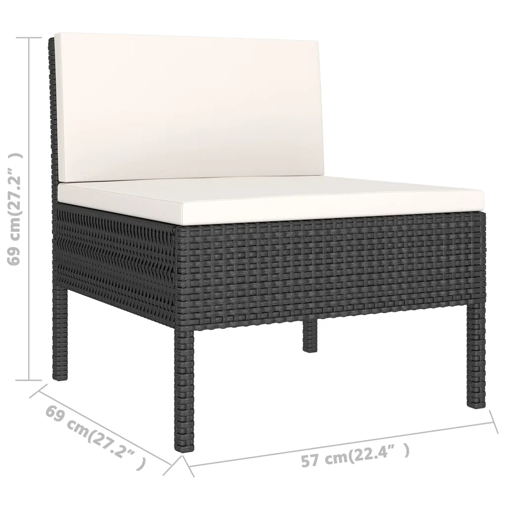 Set Divani da Giardino 12 pz con Cuscini in Polyrattan Nero 3094480