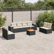 Set Divani da Giardino 9 pz con Cuscini Nero in Polyrattan 3225405