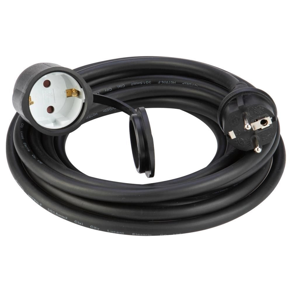 Poly Pool PP2627 Prolunga Elettrica Lineare 5 m IP44 Cavo H07RN-F 3x1.5mm² 16A 250V Schuko colore Nero