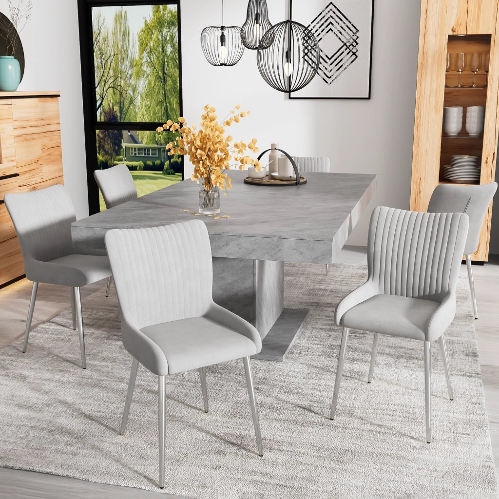 SEDIA DA PRANZO Set da 2 pezzi in velluto grigio con gambe in metallo