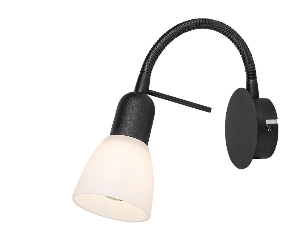 Applique Soma 1 luce nera metallo vetro E14 Rabalux