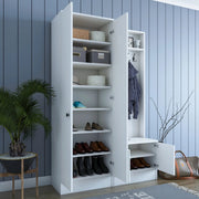 Grue, Mobile da Ingresso 3 Ripiani, 120x37x183h cm Bianco