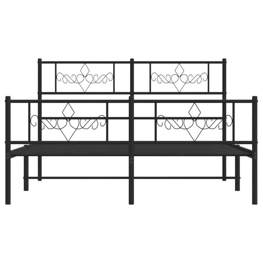 Letto matrimoniale | Letto per adulti | Giroletto senza Materaso con Pediera in Metallo Nero 160x200 cm