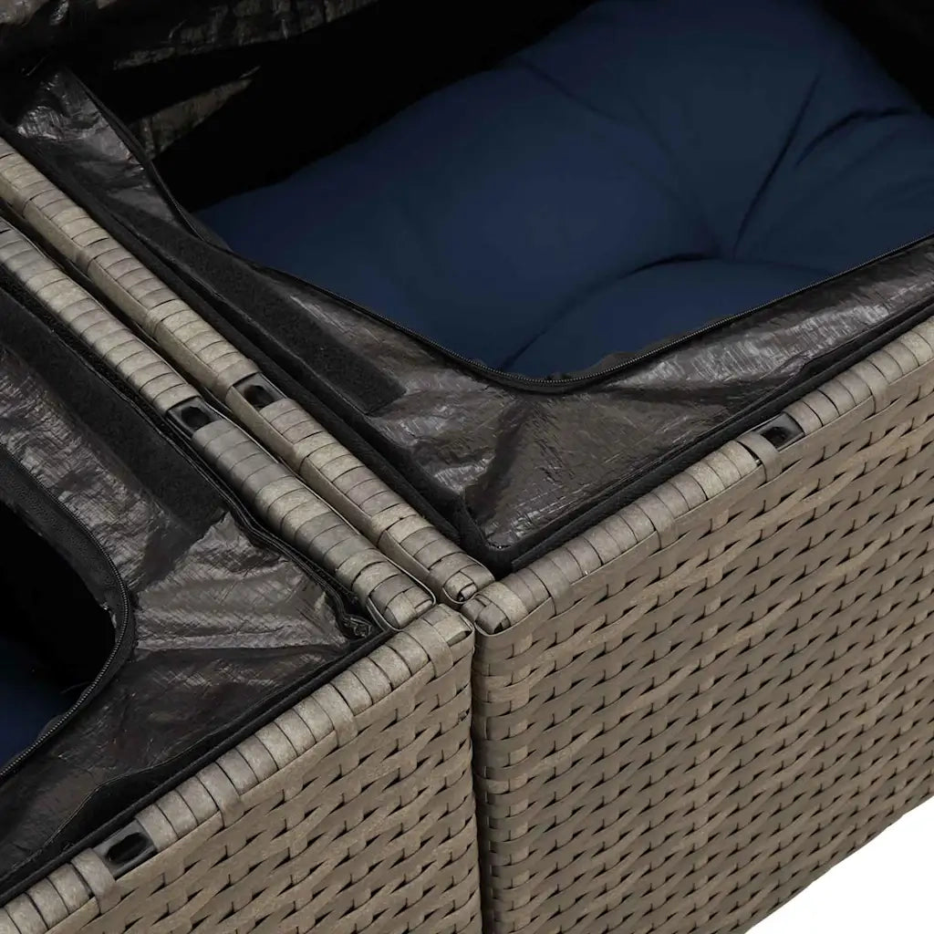 Set Divano da Giardino 6 pcs Grigio e Blu Navy polyrattan 3353914