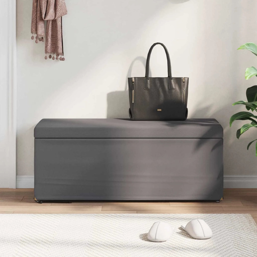 Pouf Grigio Pelle Sintetica e Legno Ingegnerizzato 876800