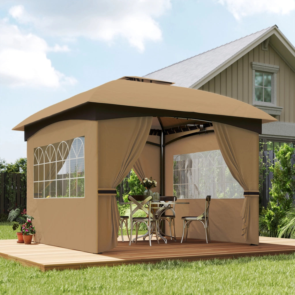 Gazebo da Giardino con Pareti ¨C zephmum ¨C 3.4x3.4m Beige