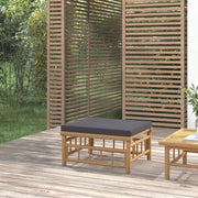 Poggiapiedi da Giardino con Cuscino Grigio Scuro in Bambù 362310