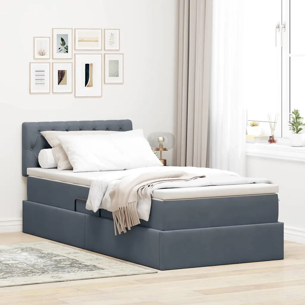 Letto con Contenitore Grigio scuro 100 x 200 cm Velluto