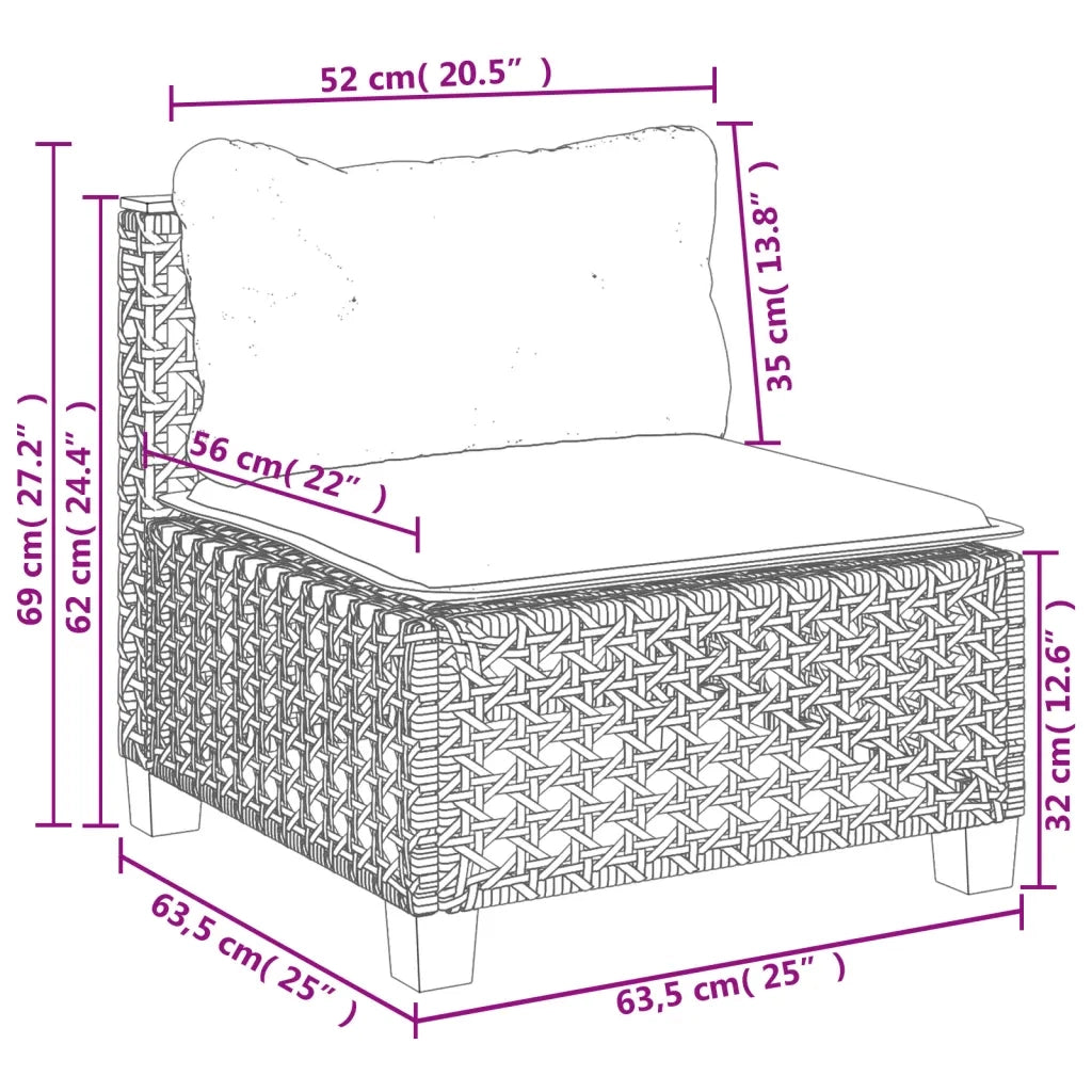 Set Divano da Giardino 6 pz con Cuscini Grigio in Polyrattan 3261861