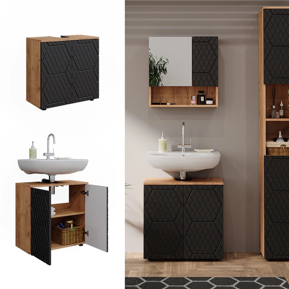 Vicco Mobile sottolavabo per bagno Antracite con struttura a nido d'ape 60 x 59 cm